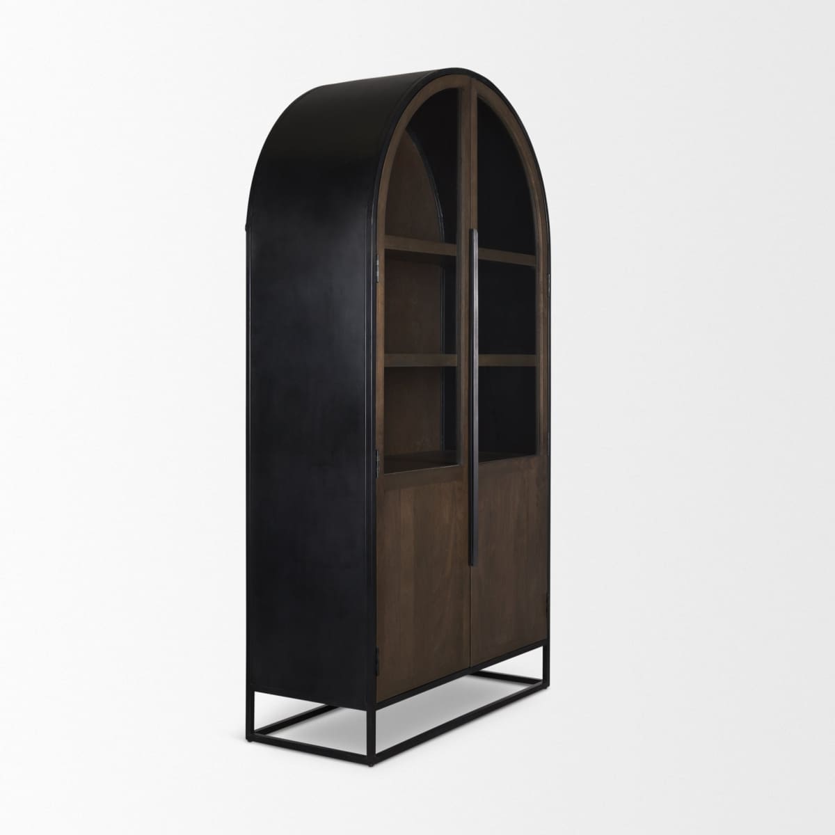 Sloan Curio Cabinet Dark Brown Wood | Black Metal | 80’’H - cabinets