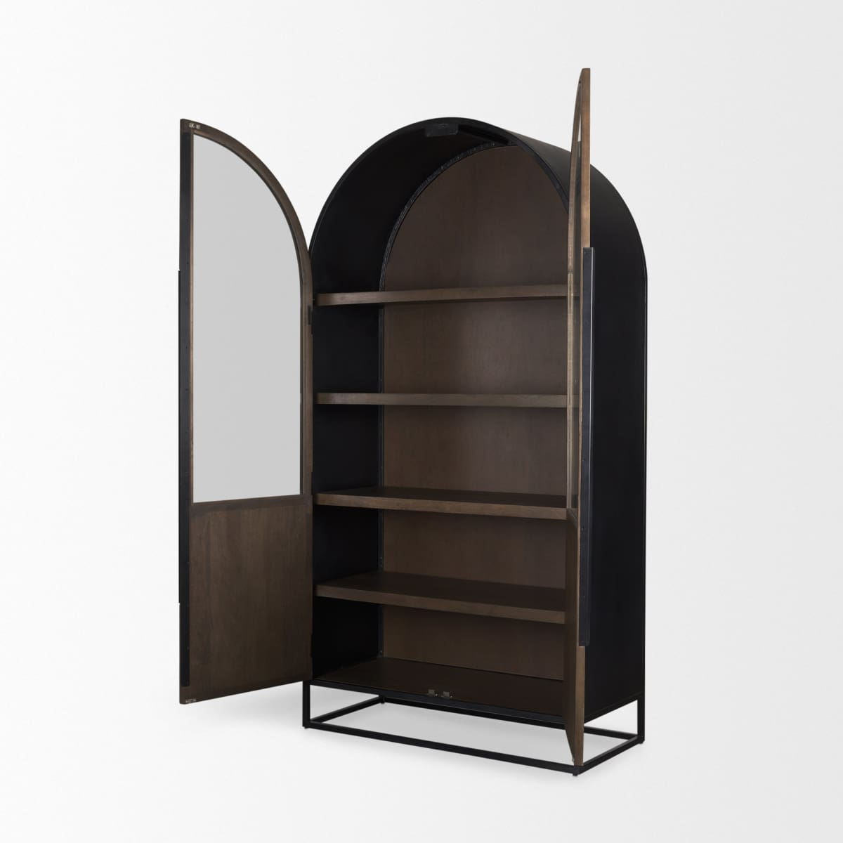 Sloan Curio Cabinet Dark Brown Wood | Black Metal | 80’’H - cabinets