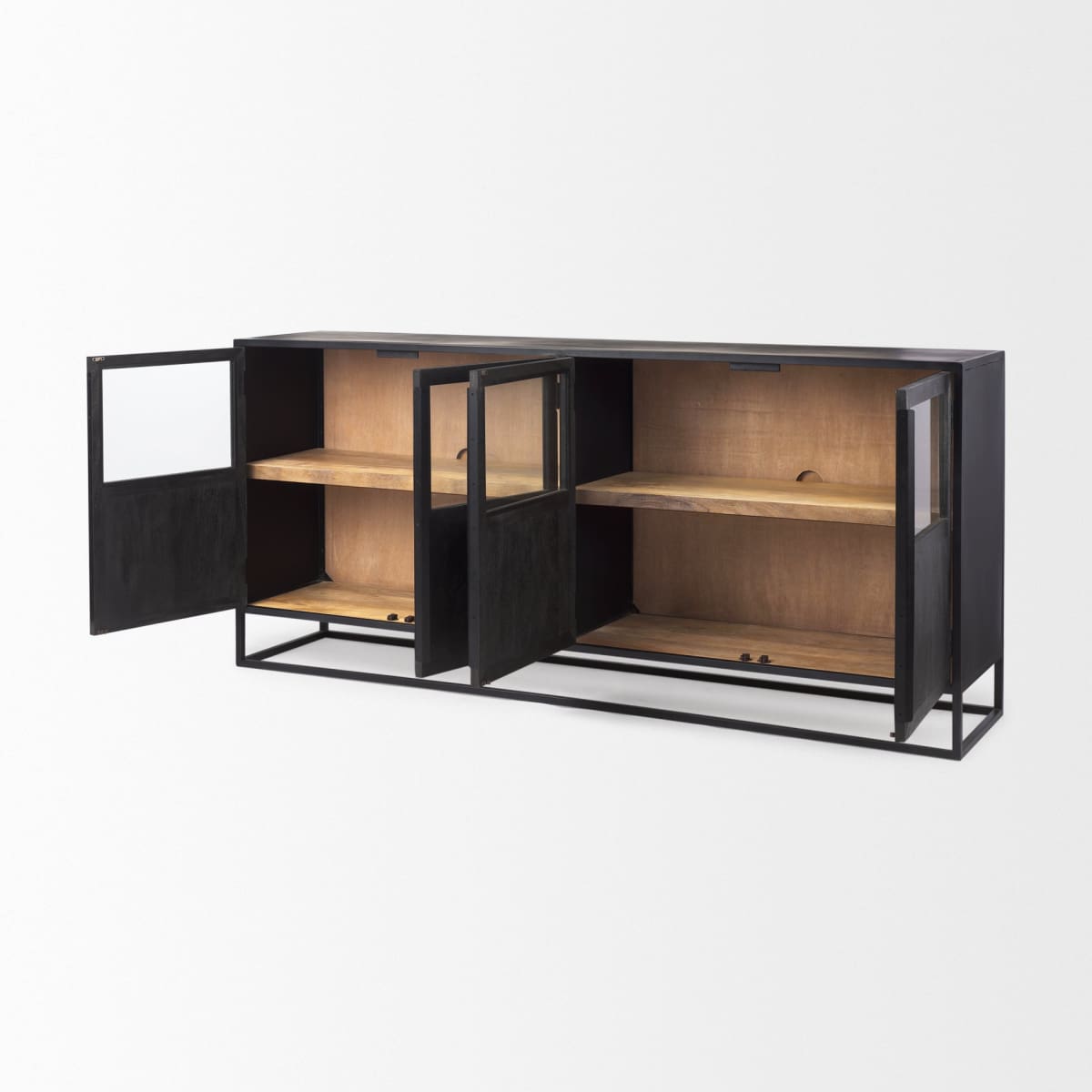 Sloan Sideboard Black & Brown Wood | Black Metal - sideboards-and-buffets