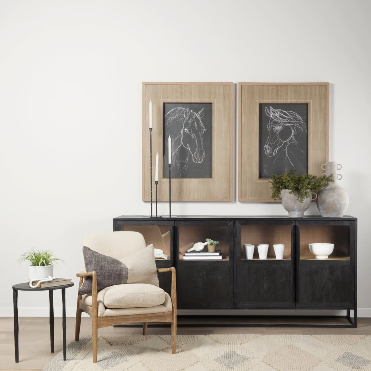 Sloan Sideboard Black & Brown Wood | Black Metal - sideboards-and-buffets