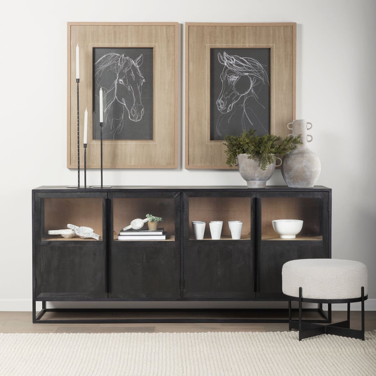 Sloan Sideboard Black & Brown Wood | Black Metal - sideboards-and-buffets