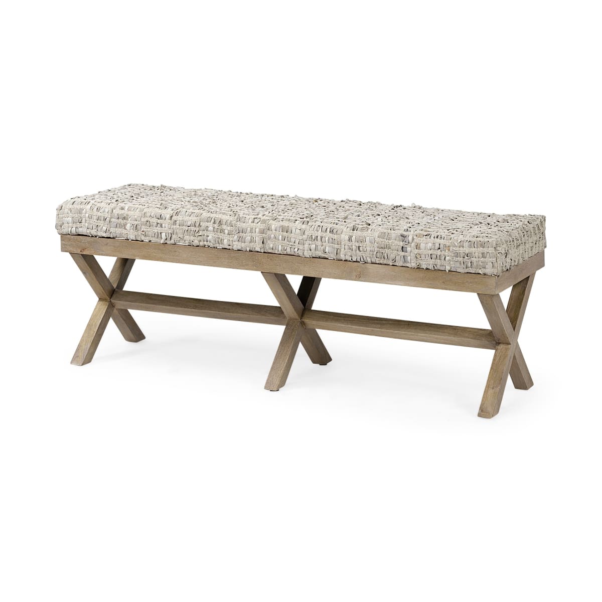 Solis Bench Beige Fabric | Brown Wood - benches