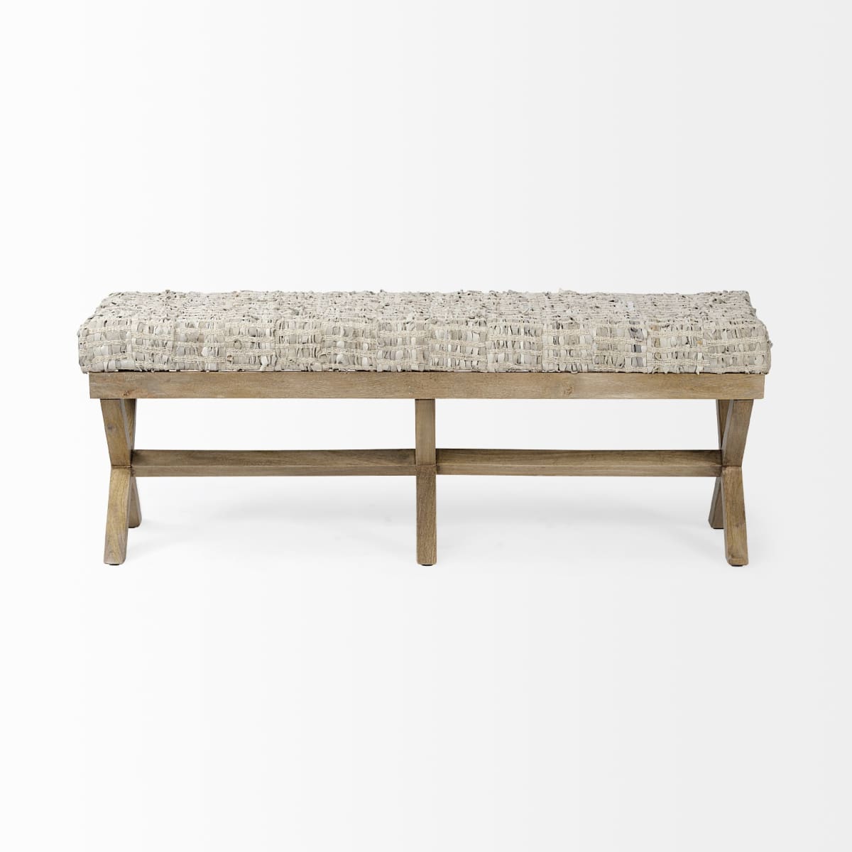 Solis Bench Beige Fabric | Brown Wood - benches