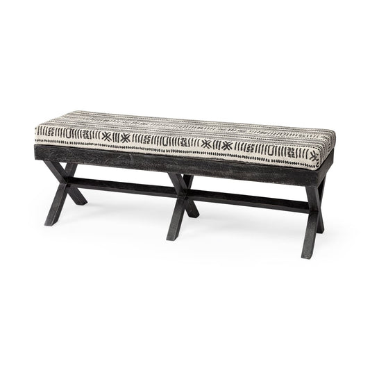 Solis Bench Black/Cream Fabric | Black Wood - benches