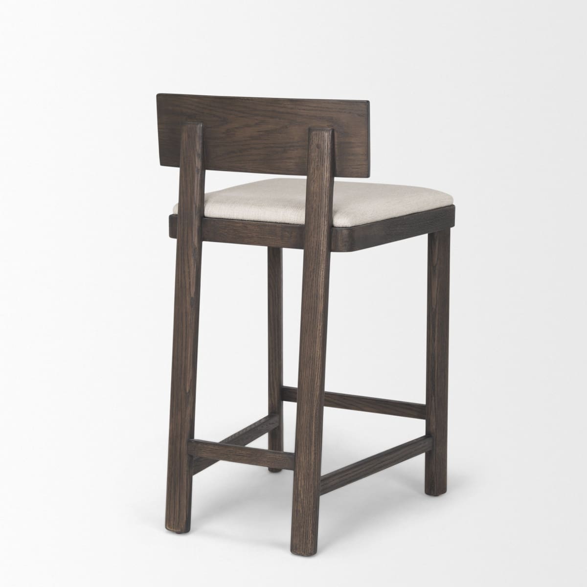 Soren Bar Counter Stool Dark Brown Wood | Oatmeal Fabric - bar-stools