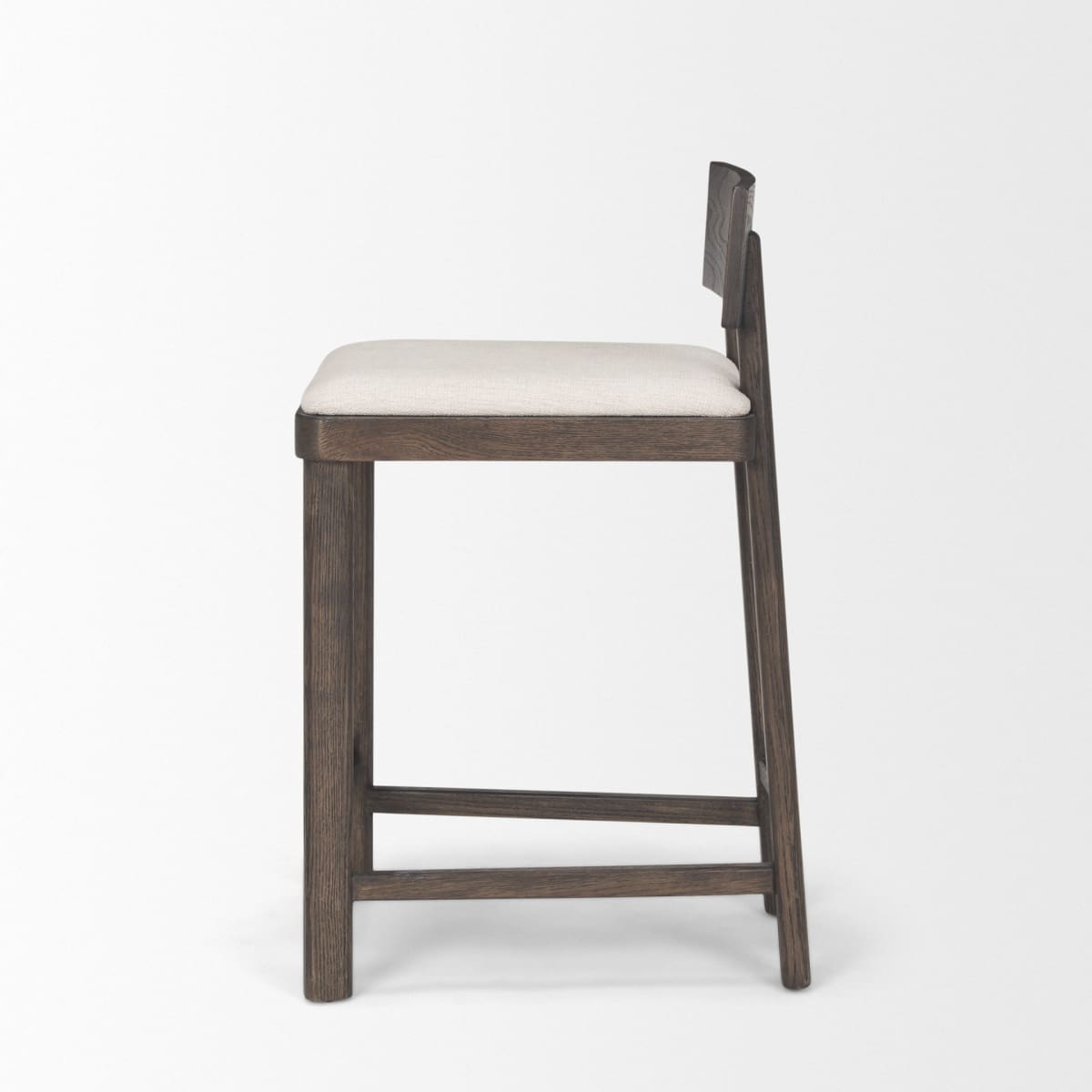 Soren Bar Counter Stool Dark Brown Wood | Oatmeal Fabric - bar-stools