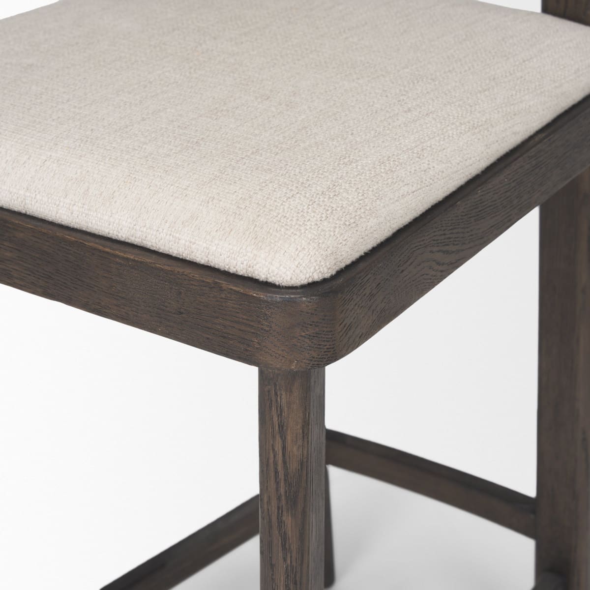 Soren Bar Counter Stool Dark Brown Wood | Oatmeal Fabric - bar-stools