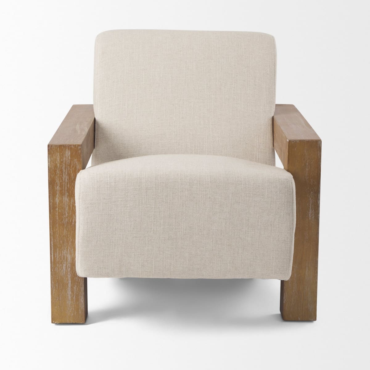 Sovereign Accent Chair Cream Fabric | Brown Wood - accent-chairs