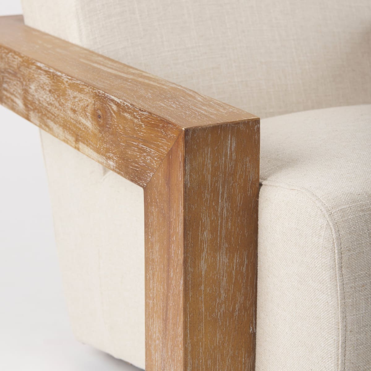 Sovereign Accent Chair Cream Fabric | Brown Wood - accent-chairs