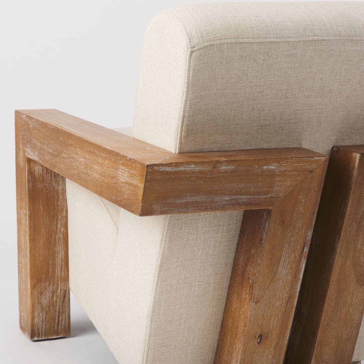 Sovereign Accent Chair Cream Fabric | Brown Wood - accent-chairs