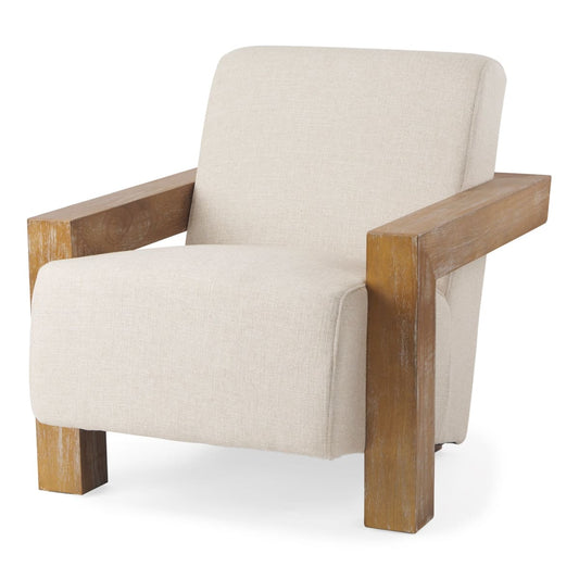 Sovereign Accent Chair Cream Fabric | Brown Wood - accent-chairs