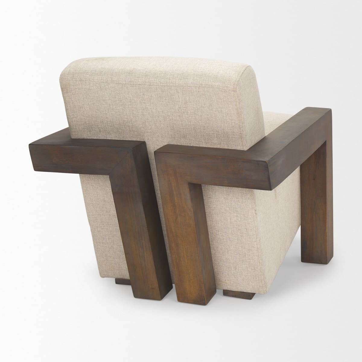 Sovereign Accent Chair Oatmeal Fabric | Medium Brown Wood - accent-chairs