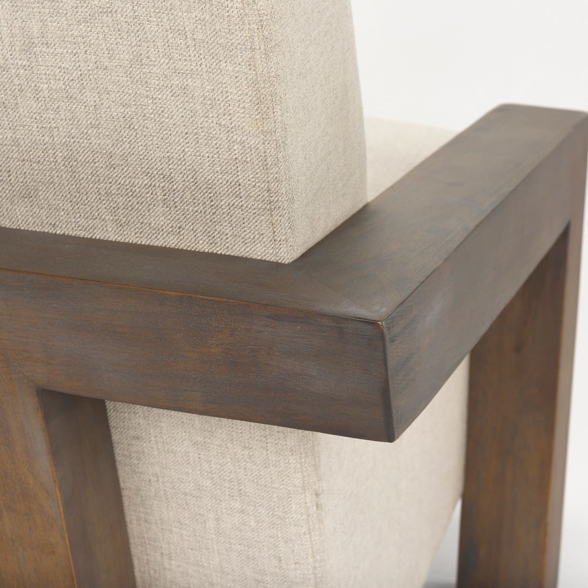 Sovereign Accent Chair Oatmeal Fabric | Medium Brown Wood - accent-chairs
