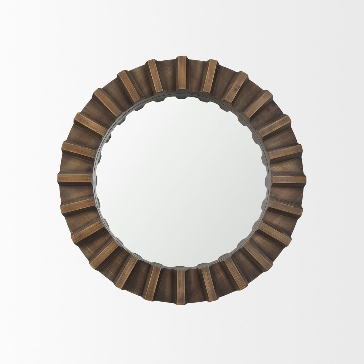 Sprocket Wall Mirror Brown Wood | 26 - wall-mirrors-grouped