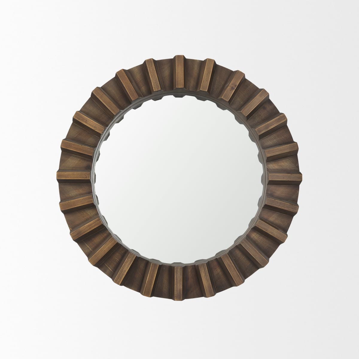 Sprocket Wall Mirror Brown Wood | 26’’ - wall-mirrors-grouped