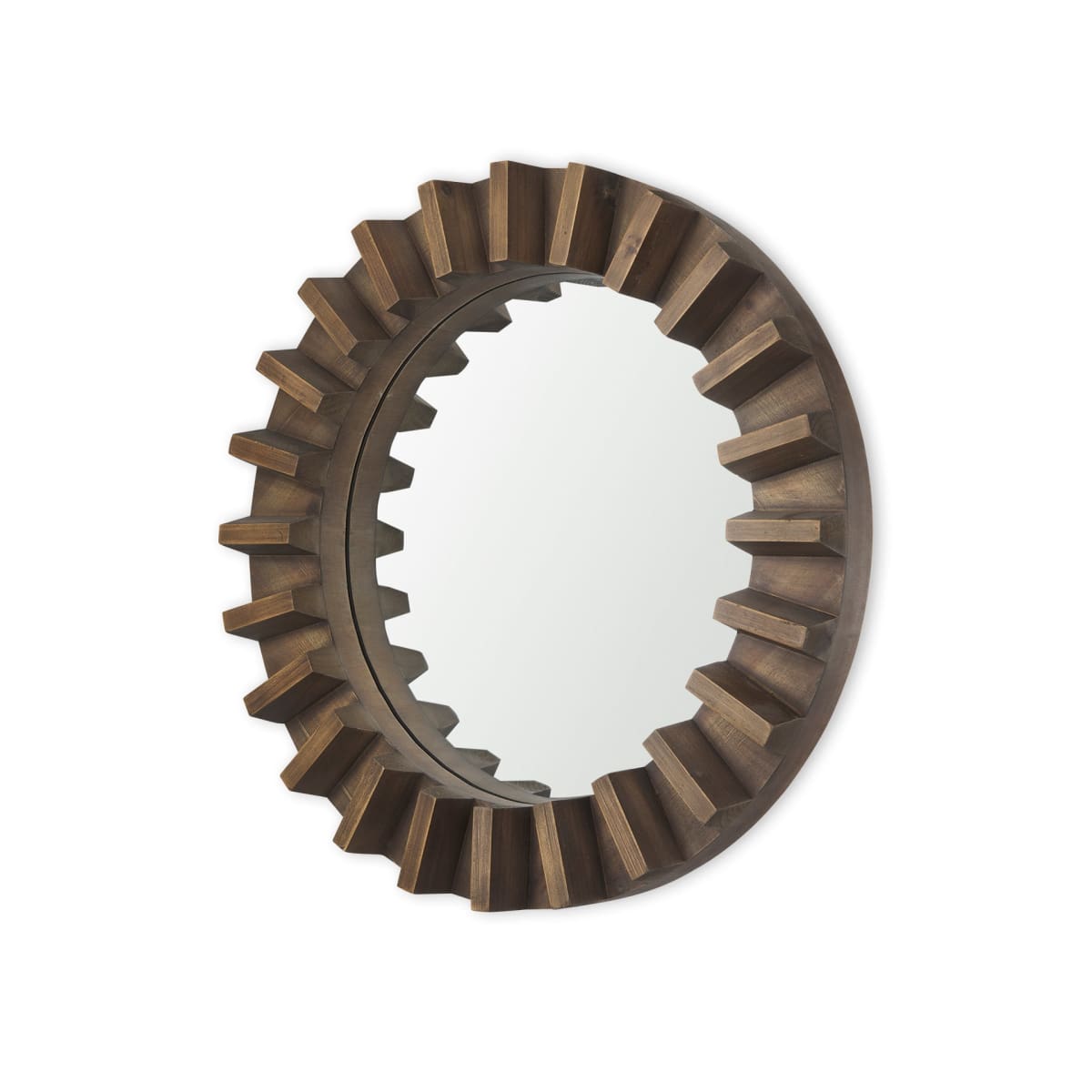 Sprocket Wall Mirror Brown Wood | 26’’ - wall-mirrors-grouped