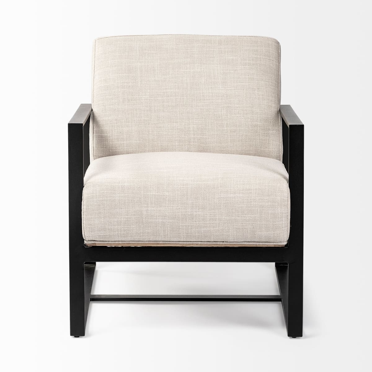 Stamford Accent Chair Beige Fabric | Black Metal - accent-chairs