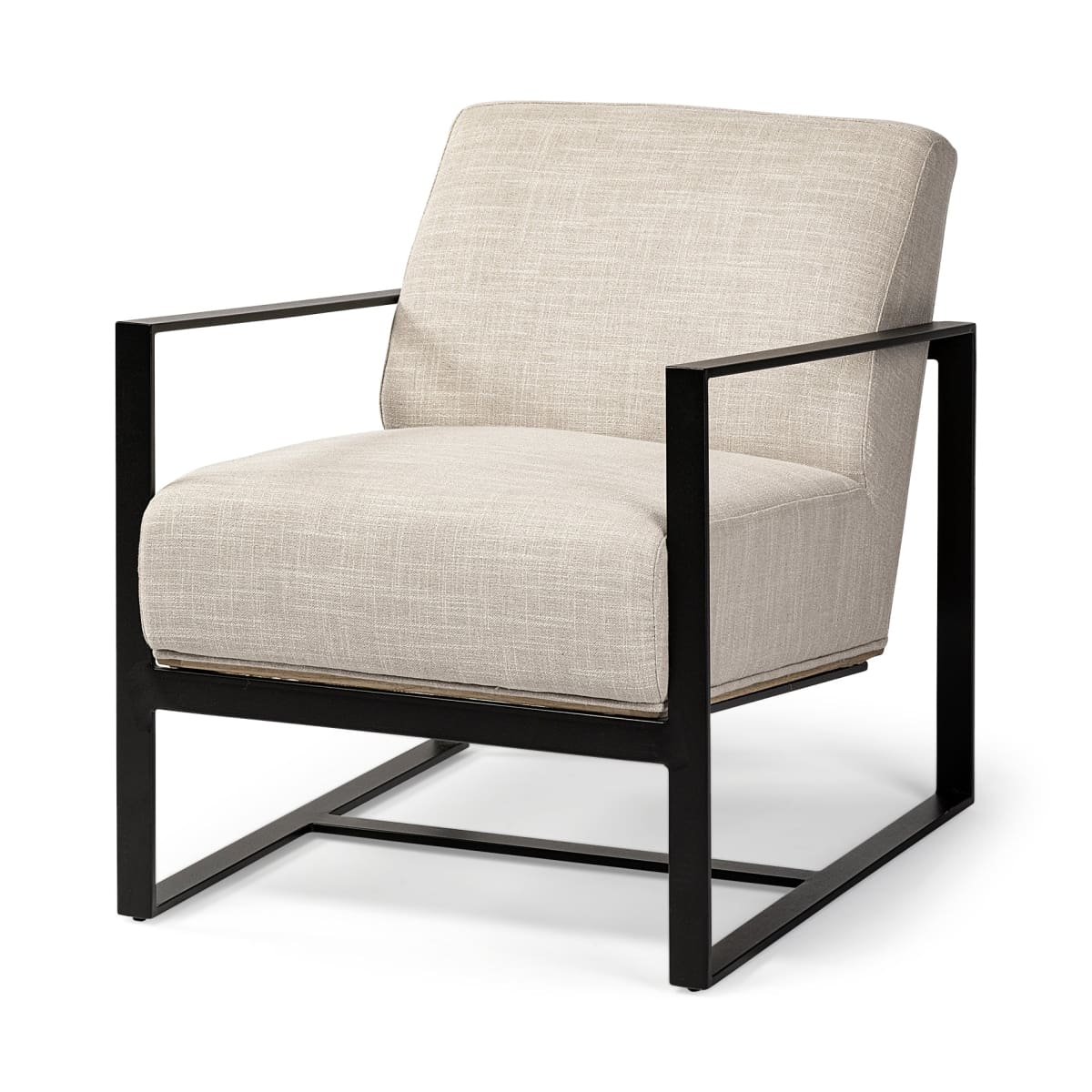 Stamford Accent Chair Beige Fabric | Black Metal - accent-chairs