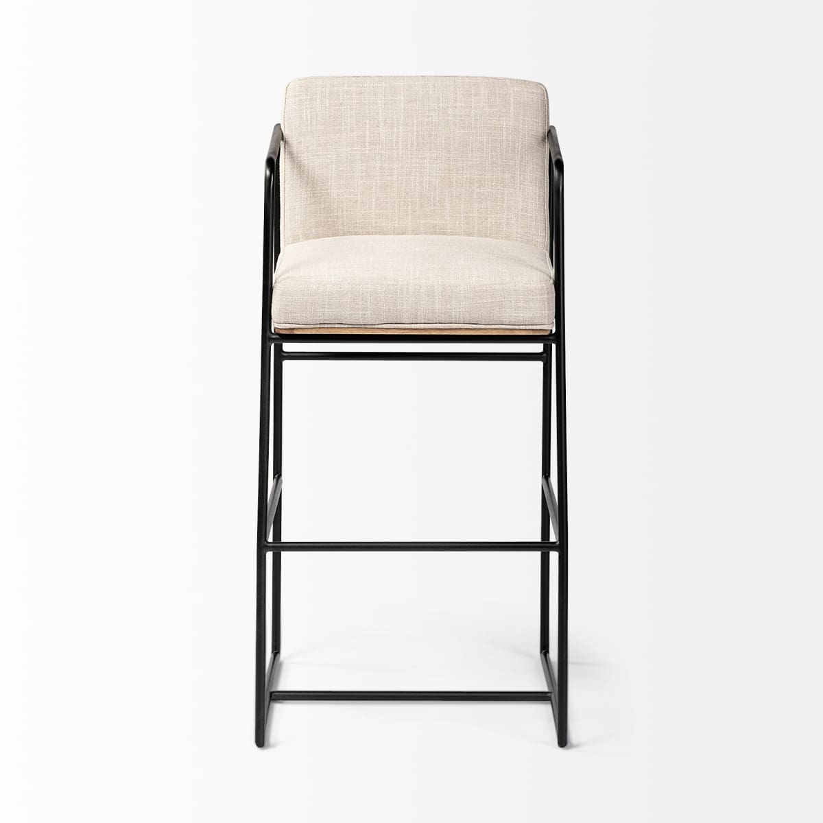 Stamford Bar Counter Stool Beige Fabric | Black Metal | Bar - bar-stools