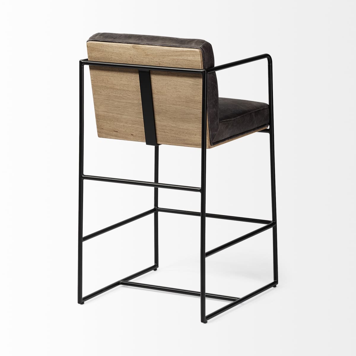 Stamford Bar Counter Stool Black Leather | Black Metal | Counter - bar-stools