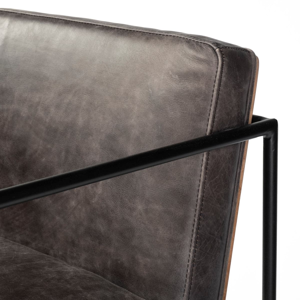 Stamford Bar Counter Stool Black Leather | Black Metal | Counter - bar-stools
