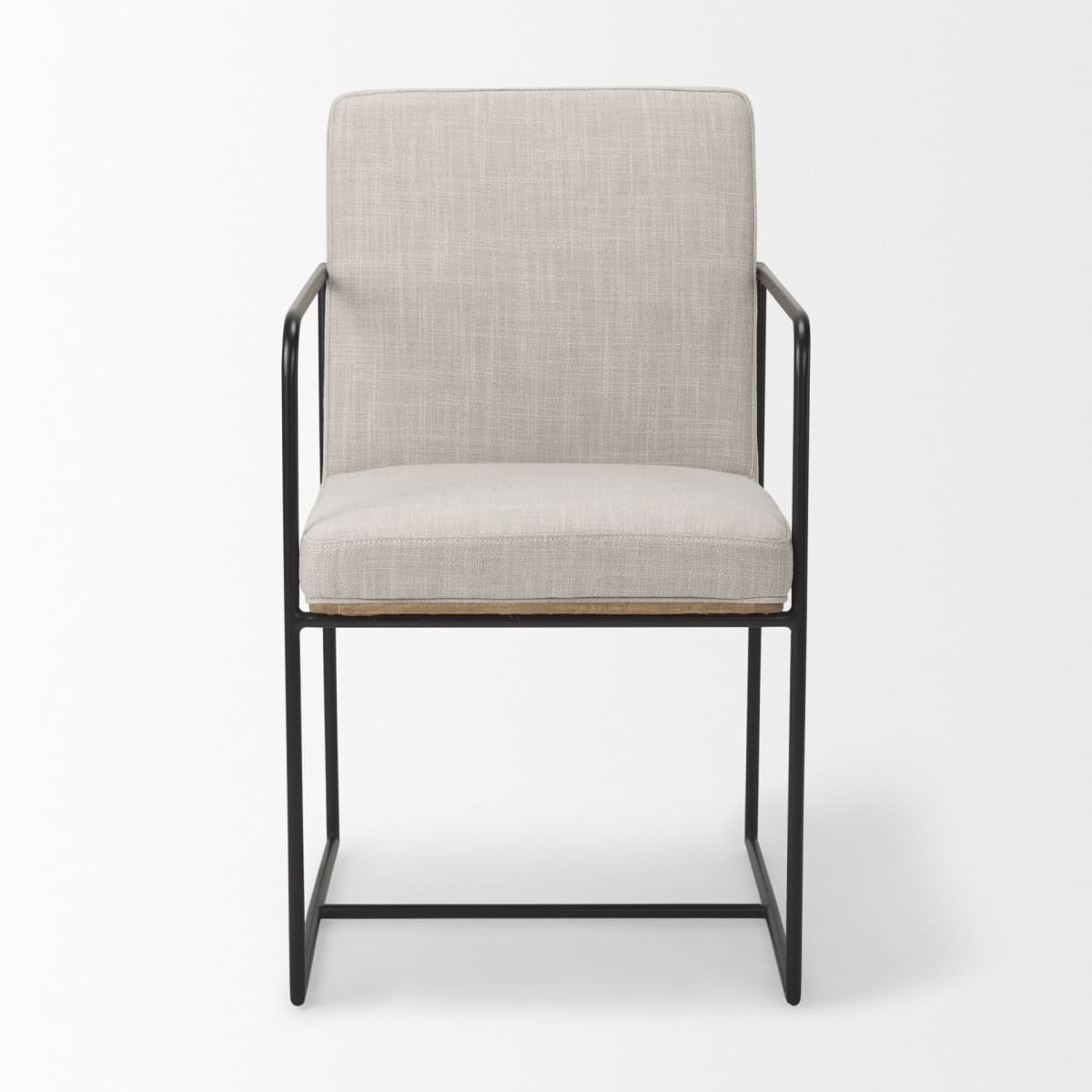 Stamford Dining Chair Beige Fabric | Black Metal | Armed - dining-chairs