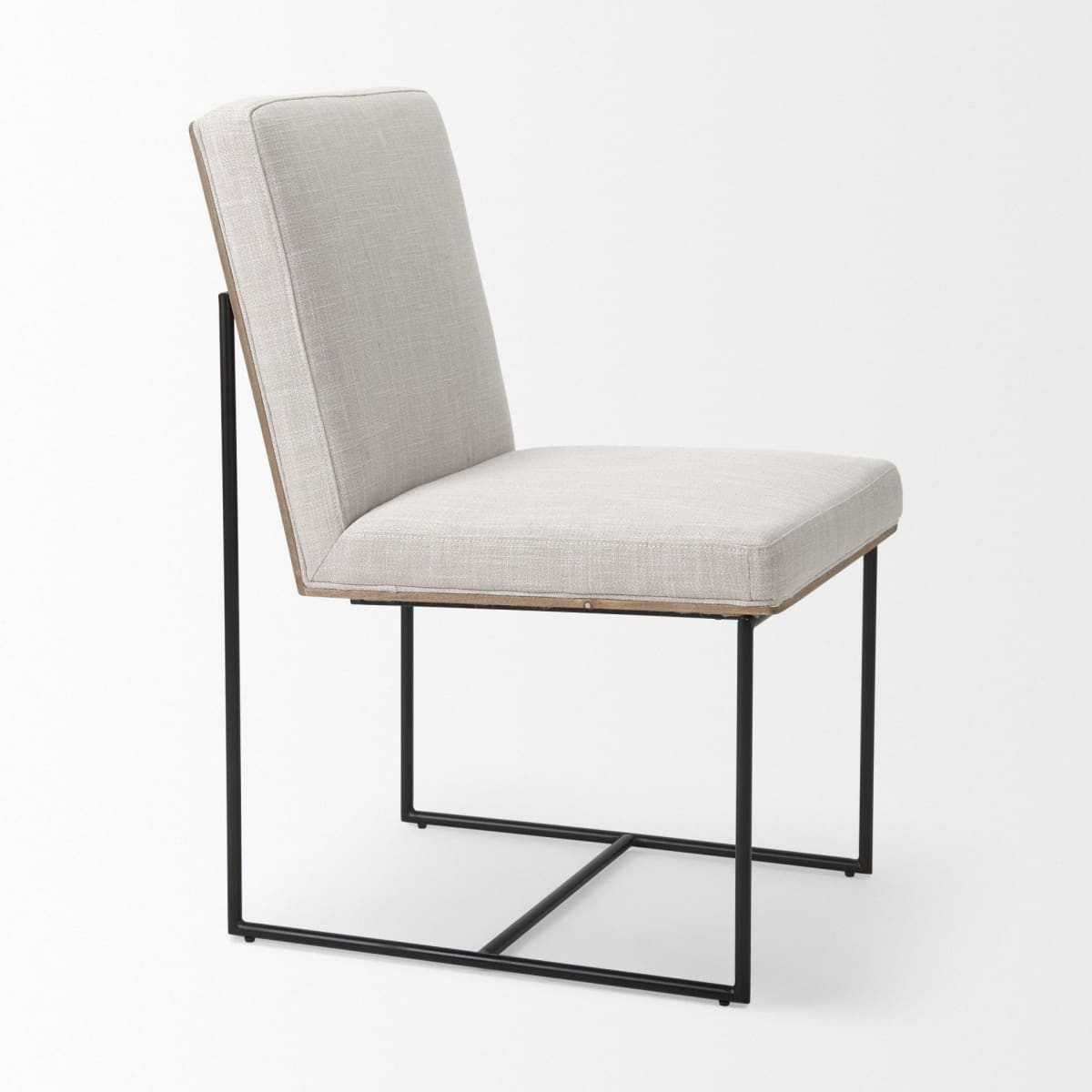 Stamford Dining Chair Beige Fabric| Black Metal | Armless - dining-chairs