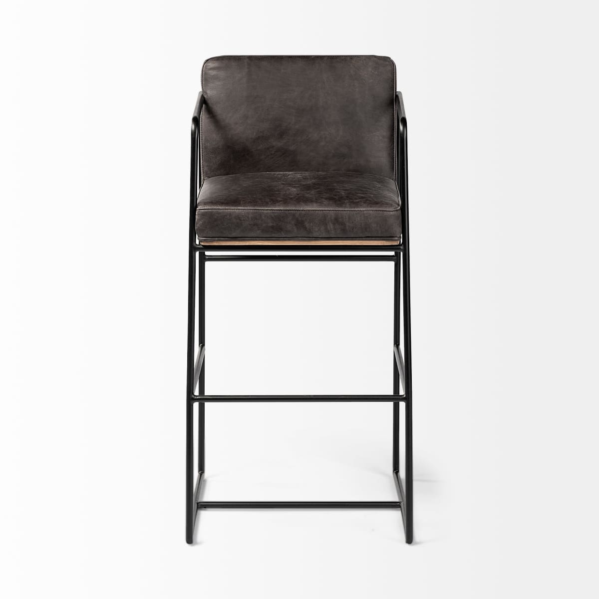 Stamford Leather Seat Bar Counter Stool Black Leather | Black Metal | Bar - bar-stools
