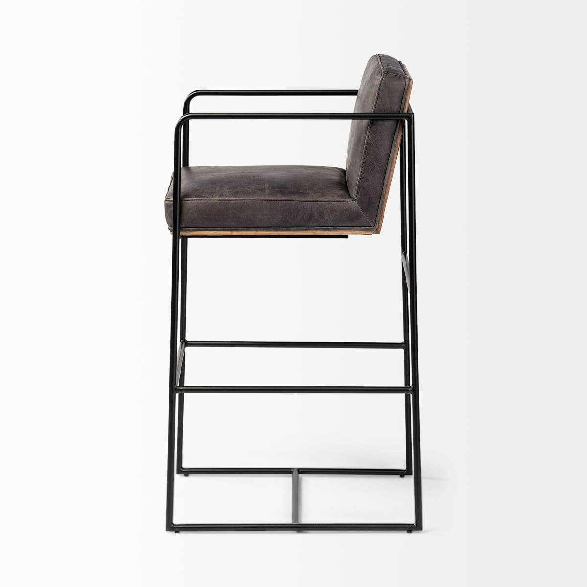 Stamford Leather Seat Bar Counter Stool Black Leather | Black Metal | Bar - bar-stools