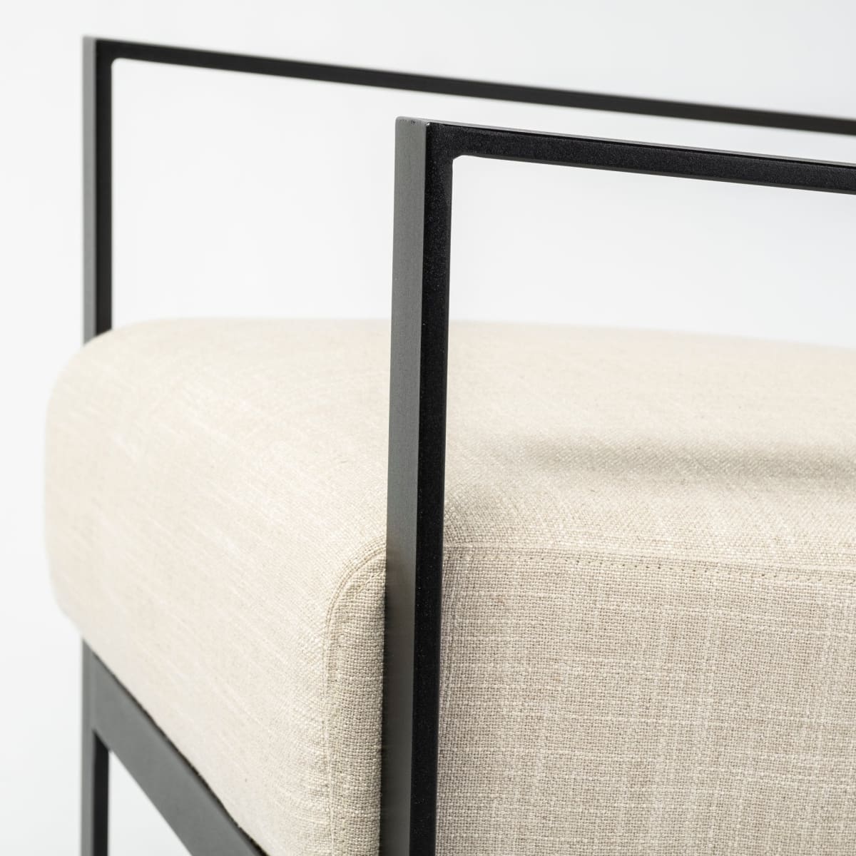 Stamford Upholstered Accent Chair Beige Fabric | Black Metal - accent-chairs