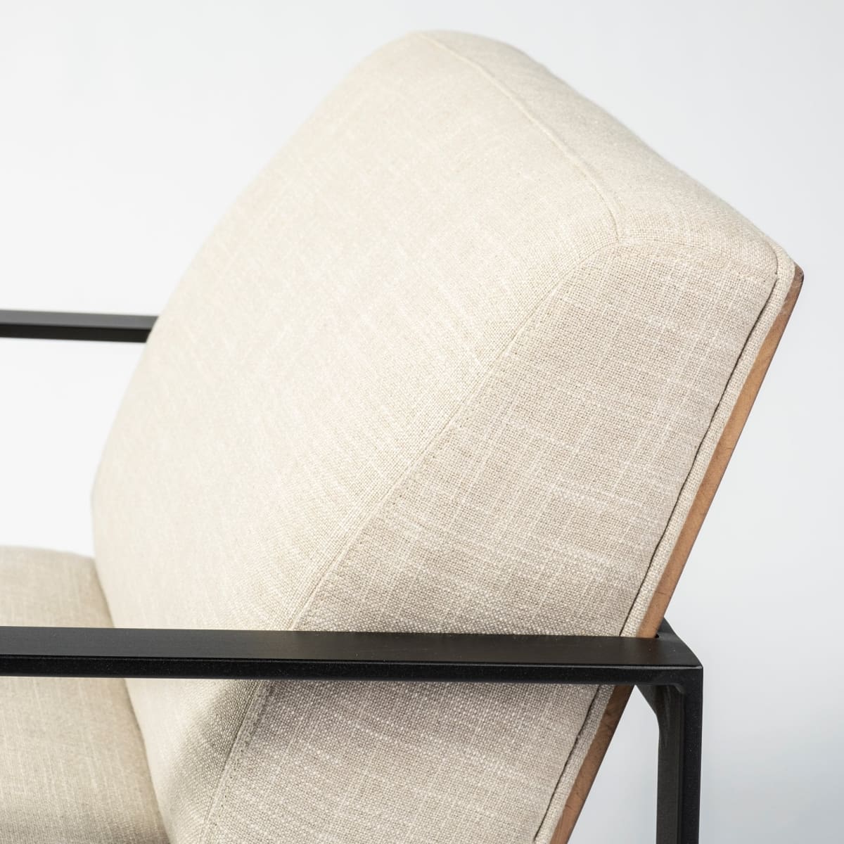 Stamford Upholstered Accent Chair Beige Fabric | Black Metal - accent-chairs