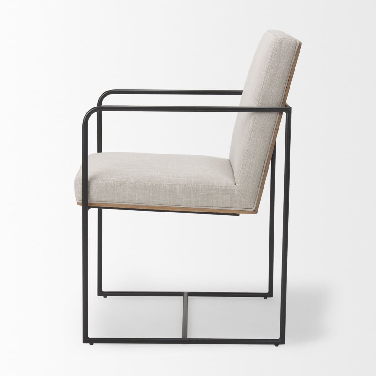 Stamford Upholstered Dining Chair Beige Fabric | Black Metal | Armed - dining-chairs