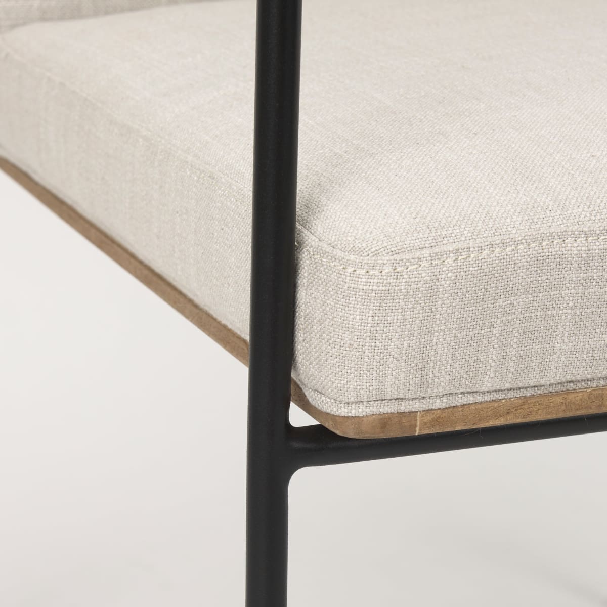 Stamford Upholstered Dining Chair Beige Fabric | Black Metal | Armed - dining-chairs