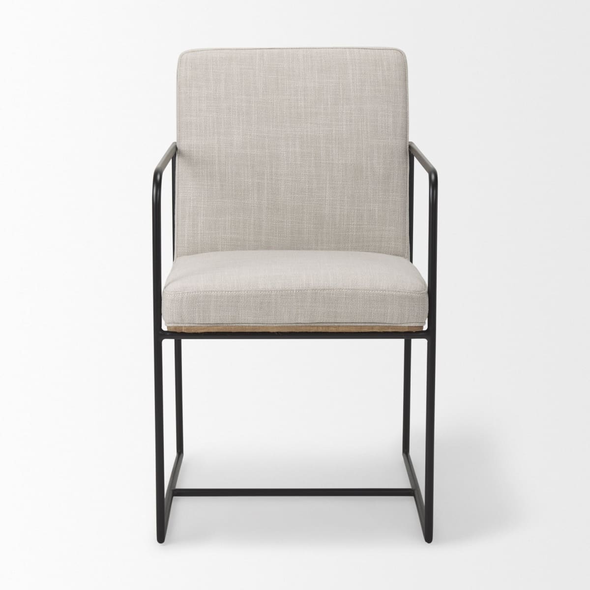 Stamford Upholstered Dining Chair Beige Fabric | Black Metal | Armed - dining-chairs