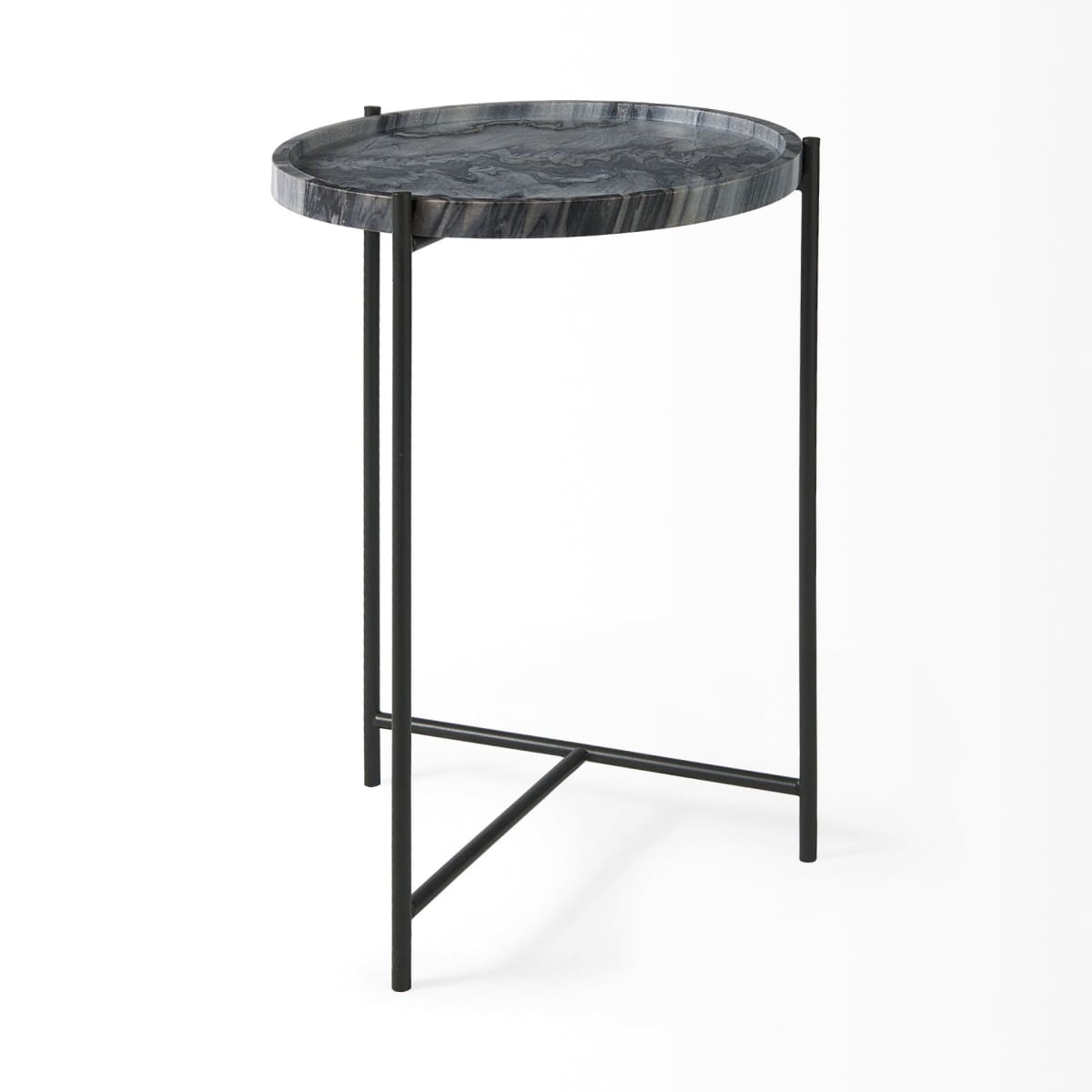 Stella Accent Table Gray Marble | Black Metal - accent-tables