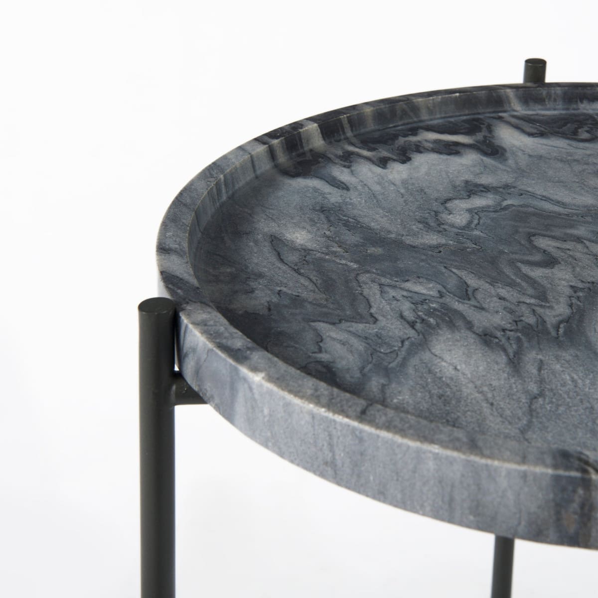 Stella Accent Table Gray Marble | Black Metal - accent-tables