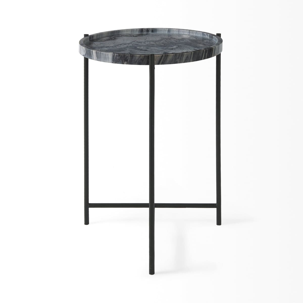 Stella Accent Table Gray Marble | Black Metal - accent-tables