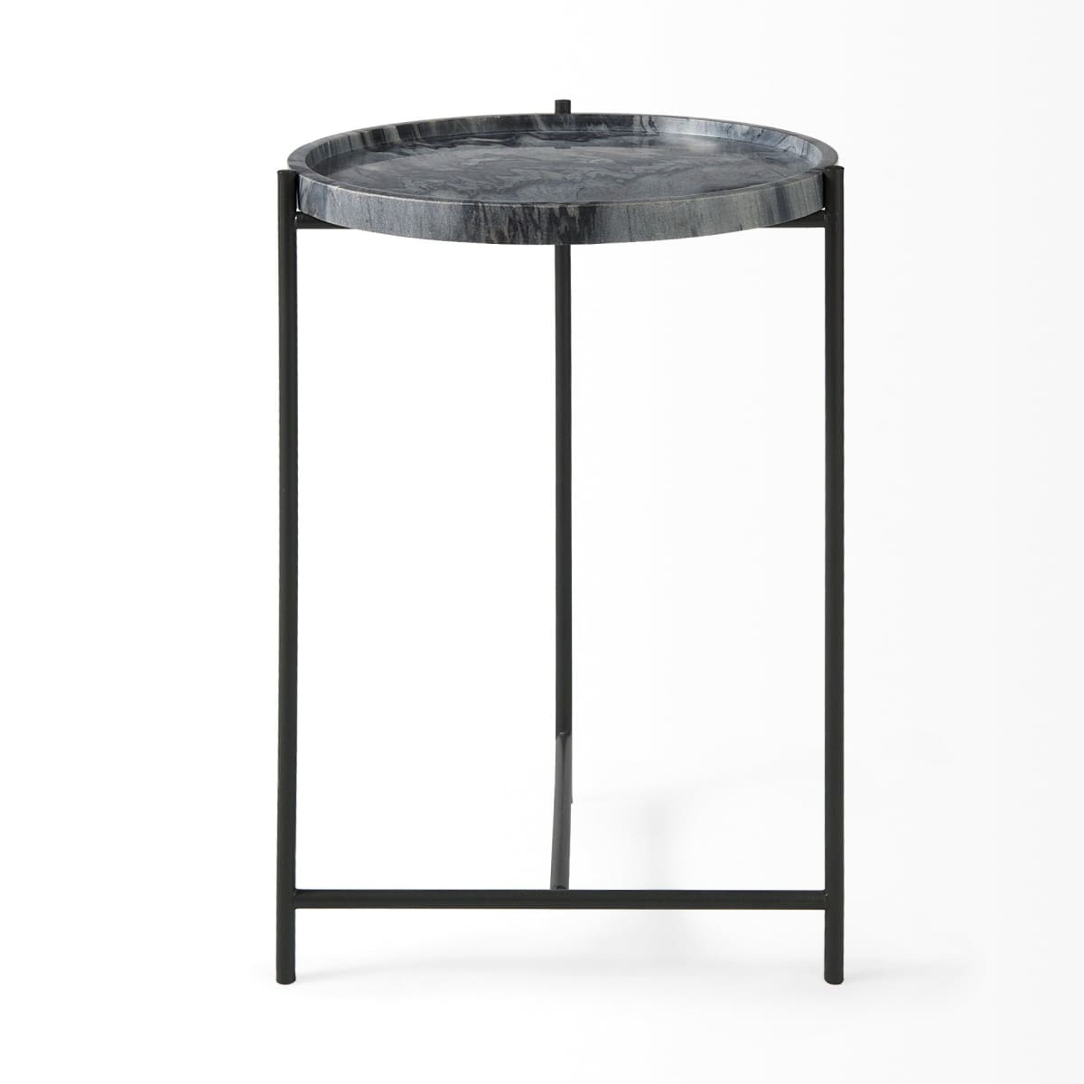 Stella Accent Table Gray Marble | Black Metal - accent-tables