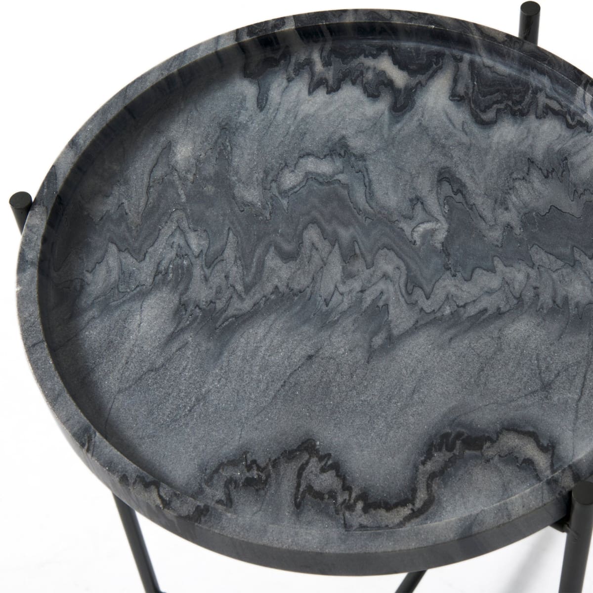 Stella Accent Table Gray Marble | Black Metal - accent-tables