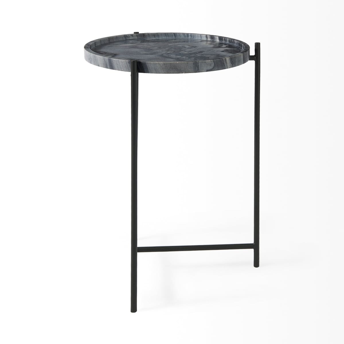 Stella Accent Table Gray Marble | Black Metal - accent-tables