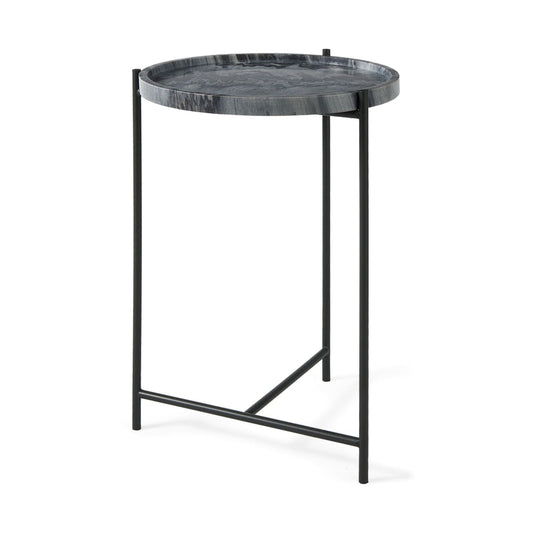 Stella Accent Table Gray Marble | Black Metal - accent-tables