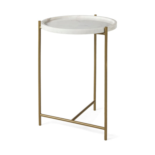 Stella Accent Table White Marble | Gold Metal - accent-tables