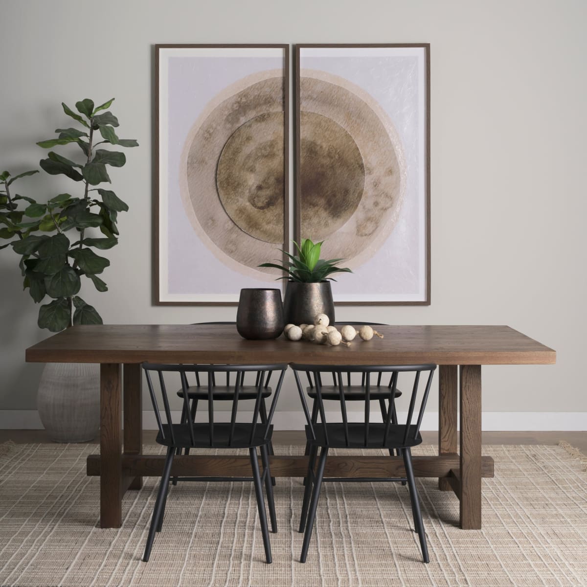 Suke Dining Table Medium Brown Wood | 84’’ - dining-table