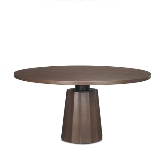 Swanson Round Dining Table Dark Brown Wood | Black Metal - dining-table