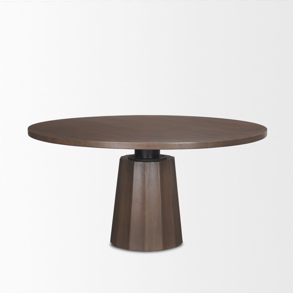 Swanson Round Dining Table Dark Brown Wood | Black Metal - dining-table