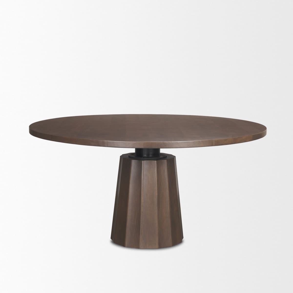 Swanson Round Dining Table Dark Brown Wood | Black Metal - dining-table