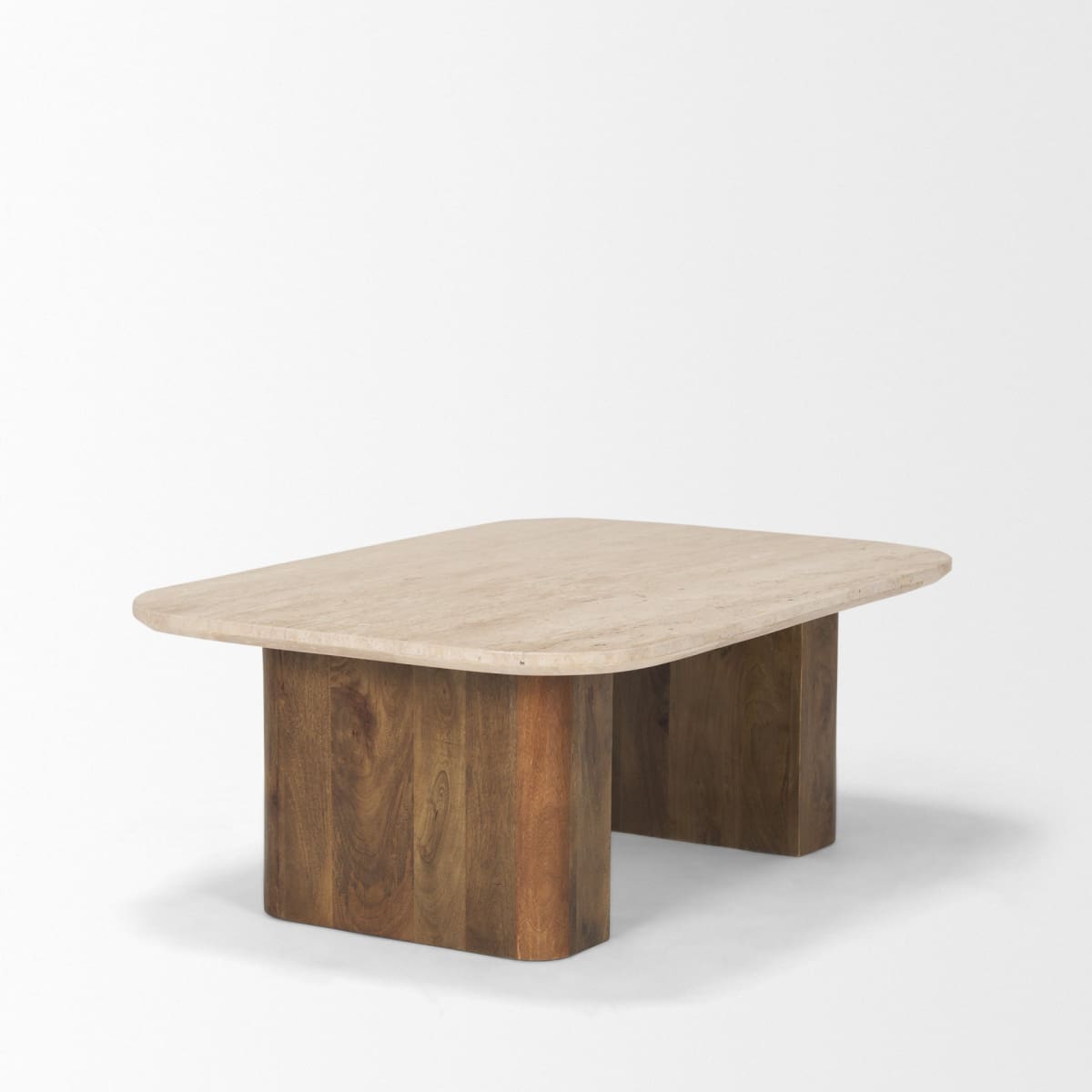 Symona Coffee Table Travertine | Medium Brown Wood | Rectangle - coffee-tables