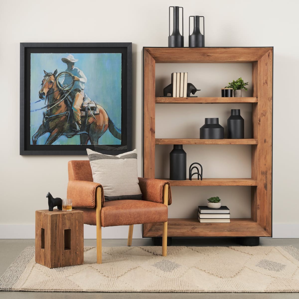 Tabor Shelving Unit Recycled Pine | Black Oak - shelving