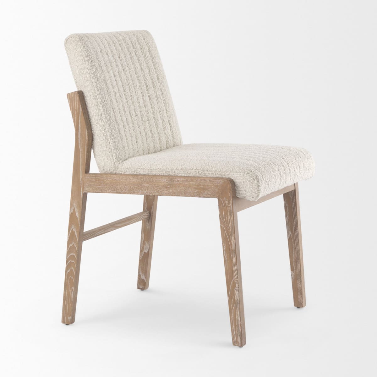 Tahoe Dining Chair Cream Bouclé Fabric | Light Brown Wood | Armless - dining-chairs