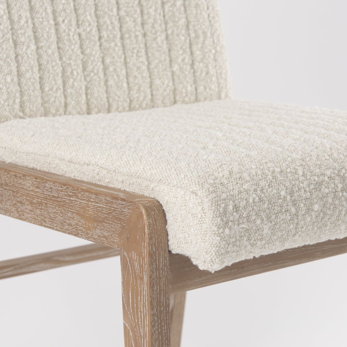 Tahoe Dining Chair Cream Bouclé Fabric | Light Brown Wood | Armless - dining-chairs